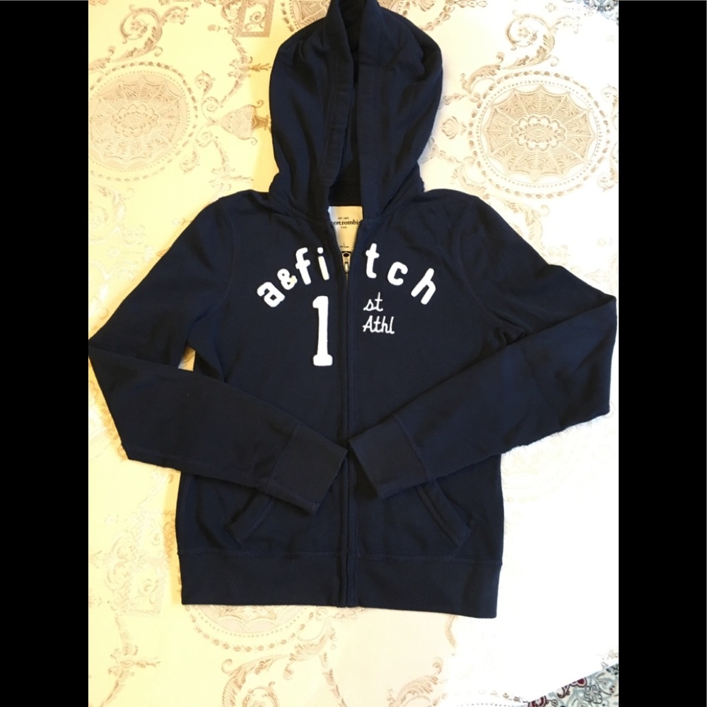 Abercrombie girls zip front hoodie navy size L
